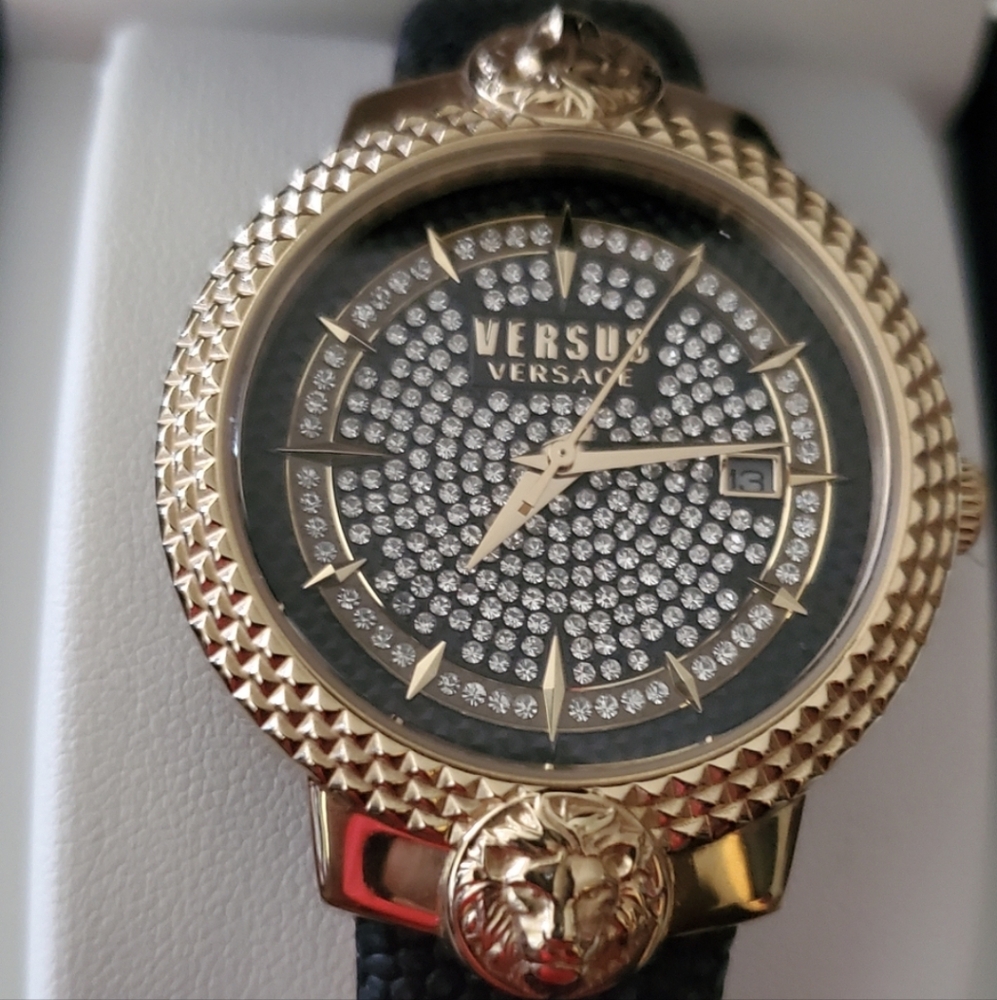 Versus Versace Gold and Black Lion Watch